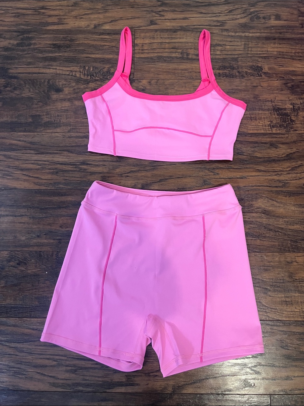 SHEIN Hot Pink Sports Bra & High-Waist Bike Shorts Set